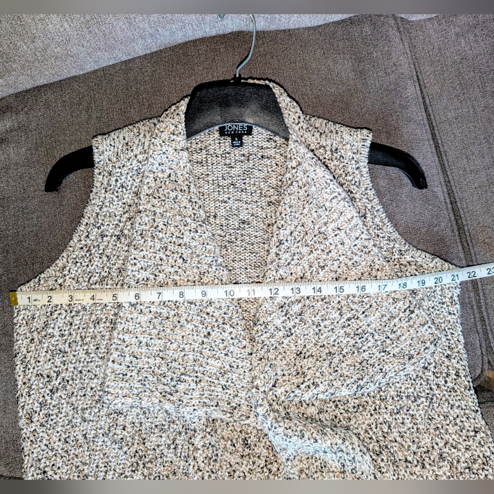 Jones New York Black and White Sleeveless Cardigan - Picture 6 of 8